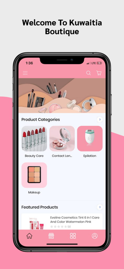 01 1290×2796 screen for Kuwait Boutique portfolio project